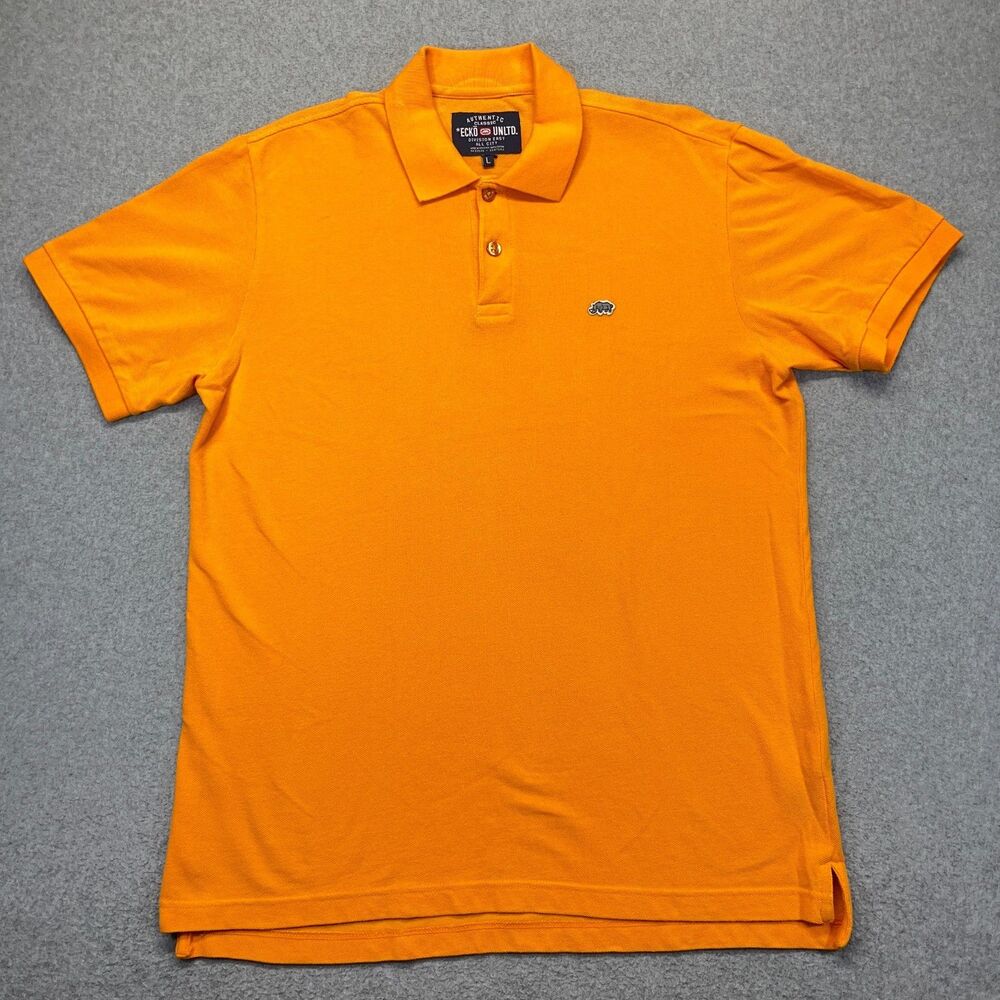 Ecko Unltd Polo Shirt Men’s Large Orange Cotton Short Sleeve Casual Golf